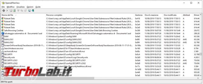 OpenedFilesView mostra quali file sono aperti programma li utilizza