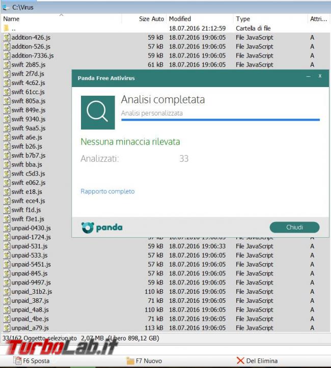 Panda Free Antivirus messo prova TurboLab.it