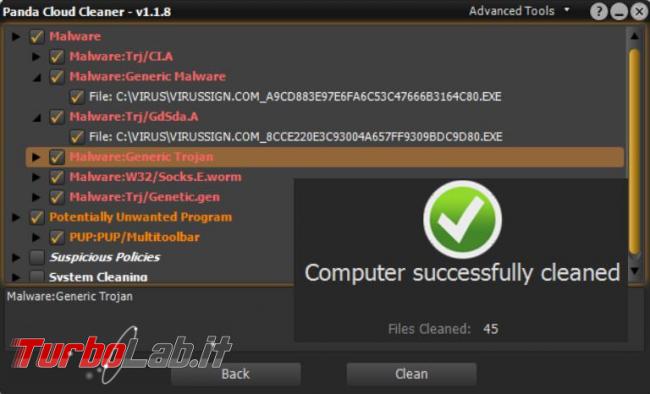 Panda Free Antivirus messo prova TurboLab.it