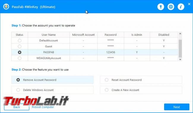 Password Windows dimenticata? C'è PassFab 4WinKey! - choose-account-remove