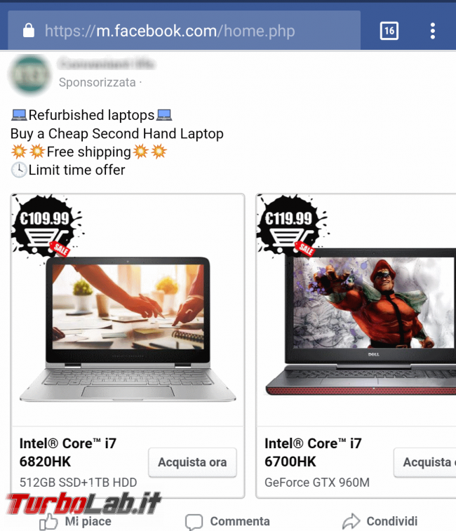 PC portatili (notebook) usati vendita Facebook: attenti truffa! - facebook notebook refurbished