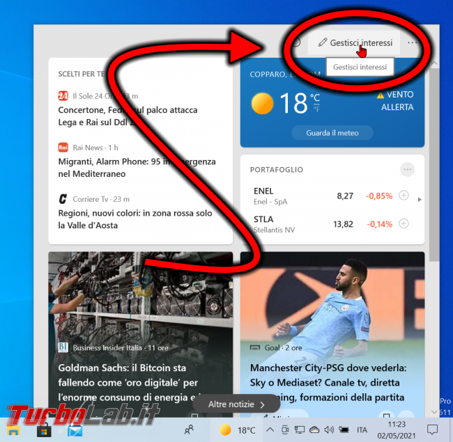 Perché è comparsa icona sole PC Windows 10? Come si nasconde/disattiva Notizie interessi? (video)