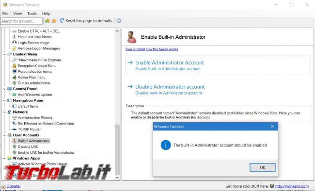 Personalizza fondo Windows 10 ( non solo) Winaero Tweaker