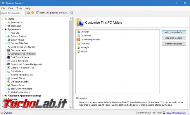 Personalizza fondo Windows 10 ( non solo) Winaero Tweaker