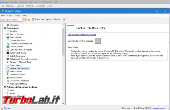 Personalizza fondo Windows 10 ( non solo) Winaero Tweaker