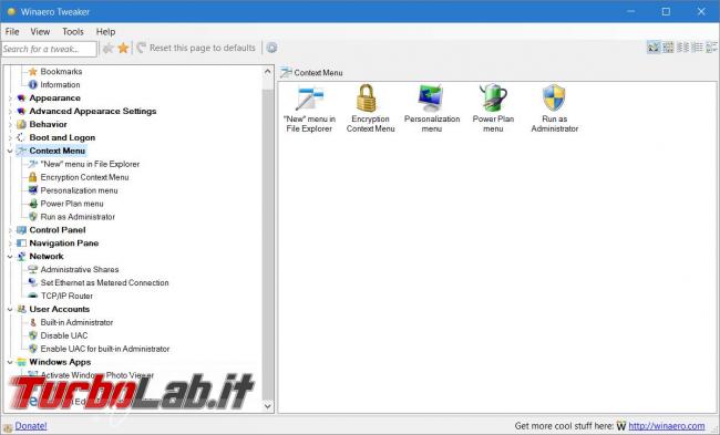 Personalizza fondo Windows 10 ( non solo) Winaero Tweaker