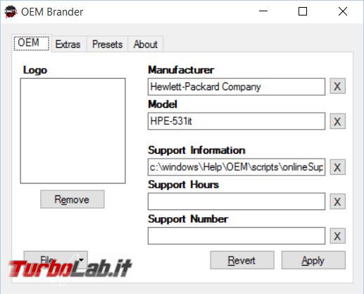 Personalizzare informazioni base relative computer