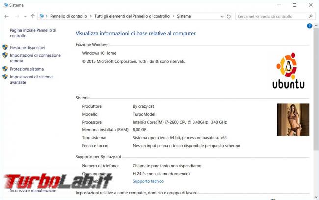 Personalizzare informazioni base relative computer