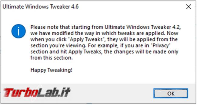 Personalizzazione completa Windows 10: guida Ultimate Windows Tweaker