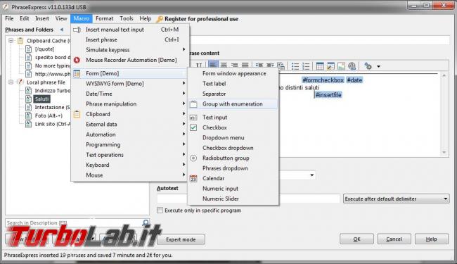 PhraseExpress facilita velocizza l’inserimento testi predefiniti qualsiasi documento applicazione Web