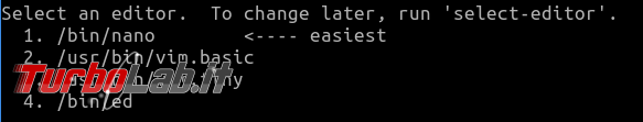 Pianificare operazioni automatico Linux: guida crontab - scelta-editor-crontab