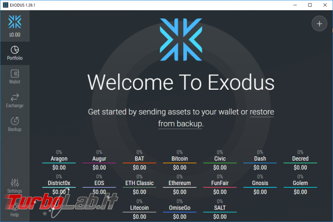 Portafogli criptovalute: guida Exodus, wallet offline multi-valuta