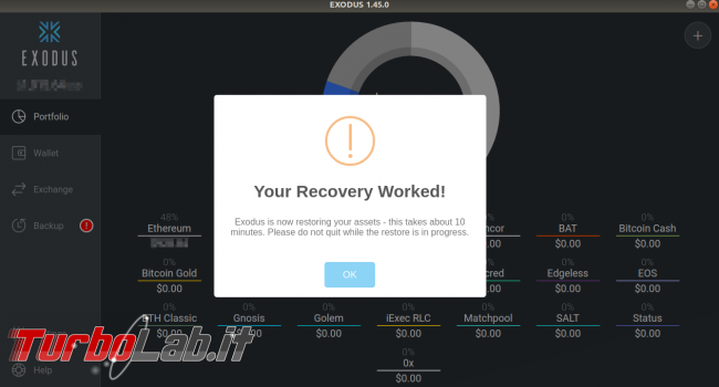Portafogli criptovalute: guida Exodus, wallet offline multi-valuta - exodus recovery worked