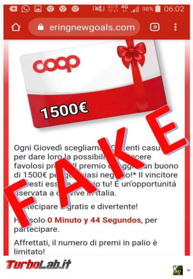 Premio 1500 € qualsiasi negozio: attenzione truffa imita Coop - FrShot_1586523699