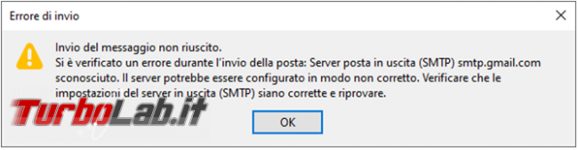 principali messaggi d’errore quando spedite email