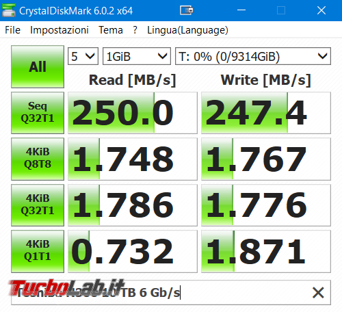 Problema: disco fisso collegato interfaccia SATA II (3.0 Gb/s) - PC lento? - crystaldiskmark toshiba n300 10 TB