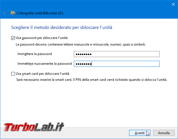 Proteggere password memoria/chiavetta USB, senza installare programmi aggiuntivi: guida BitLocker To Go Windows 10, Windows 8, Windows 7 - Proteggere chiavetta USB con password BitLocker To Go (2)