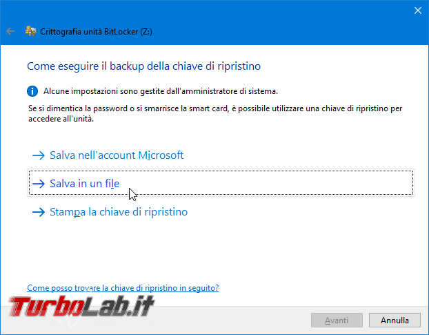 Proteggere password memoria/chiavetta USB, senza installare programmi aggiuntivi: guida BitLocker To Go Windows 10, Windows 8, Windows 7 - Proteggere chiavetta USB con password BitLocker To Go (3)