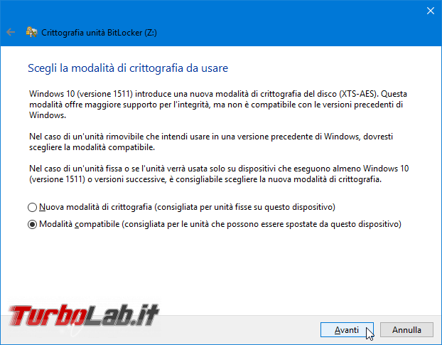 Proteggere password memoria/chiavetta USB, senza installare programmi aggiuntivi: guida BitLocker To Go Windows 10, Windows 8, Windows 7 - Proteggere chiavetta USB con password BitLocker To Go (6)