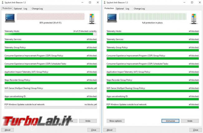 Proteggi maggiormente privacy, quando utilizzi Windows 10, limita quantità dati inviati Microsoft