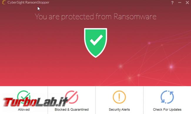 Protezione Ransomware: CyberSight RansomStopper impedisce virus criptare file computer