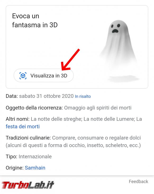 Prova animazioni Google 3D Halloween paura - Screenshot_20201030-183221