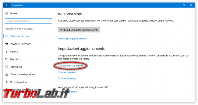 Questa settimana TLI (10 settembre 2016) - windows 10 1607 impostazioni windows update cambia orario attività