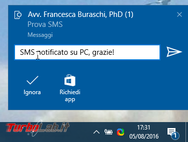 Questa settimana TLI (13 agosto 2016) - windows 1607 notifica sms da android