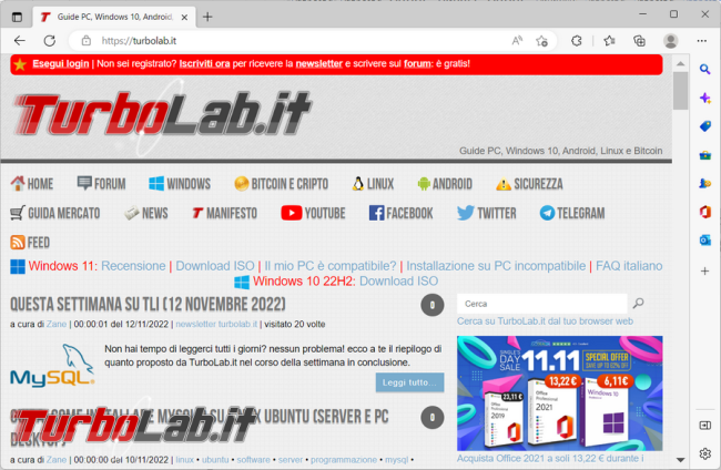 Questa settimana TLI (19 novembre 2022)