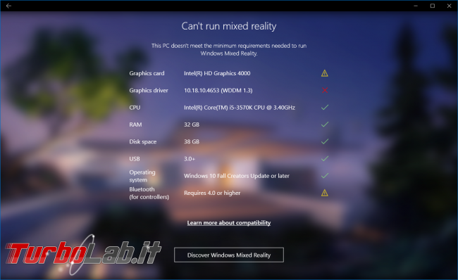 Realtà mista (Mixed reality): come scoprire se PC Windows 10 è compatibile