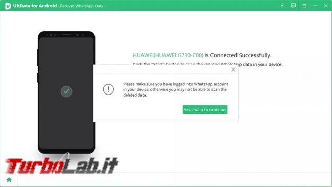 Recuperare messaggi cancellati WhatsApp UltData - confirm-whatsapp-logged-in