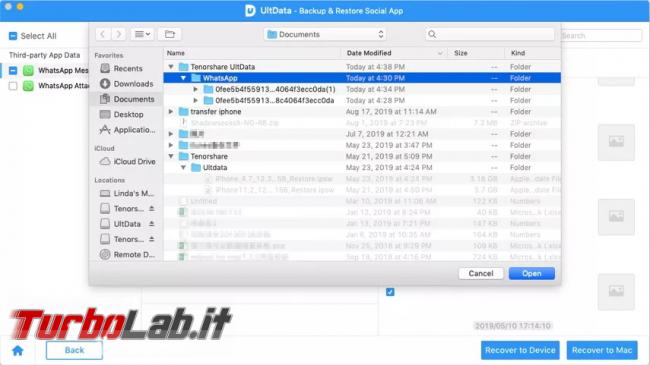 Recuperare messaggi cancellati WhatsApp UltData - restore-backup-files