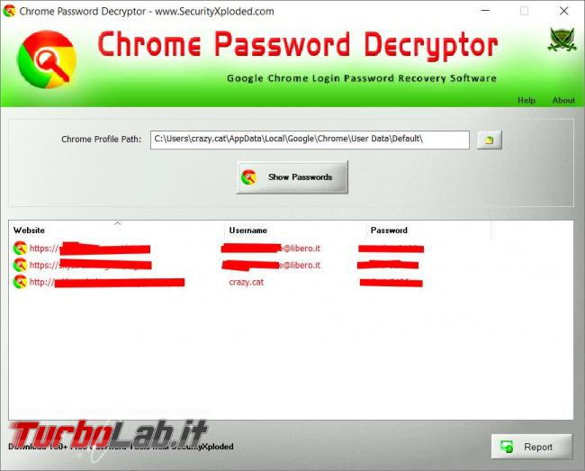 Recuperare password dimenticate Chrome