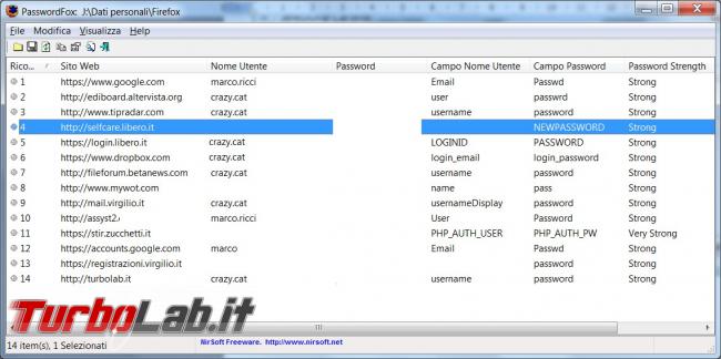 Recuperare password dimenticate Firefox