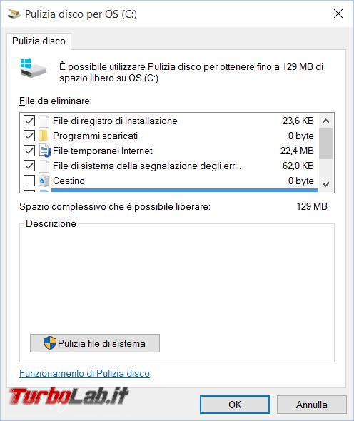 Recuperare spazio disco fisso dopo l’aggiornamento Windows 10
