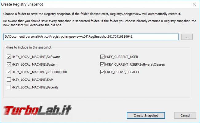 Registry Changes View visualizza
 modifiche registro configurazione Windows