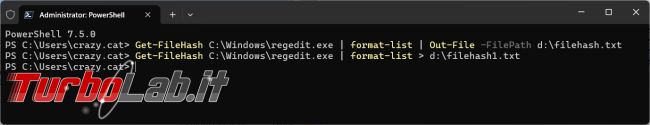 Reindirizzare l’output comando verso file testo PowerShell cmdlet Out-File