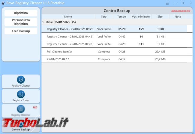 Revo Registry Cleaner pulitore registro configurazione Windows