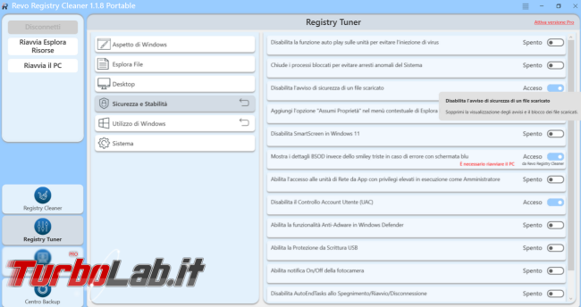 Revo Registry Cleaner pulitore registro configurazione Windows