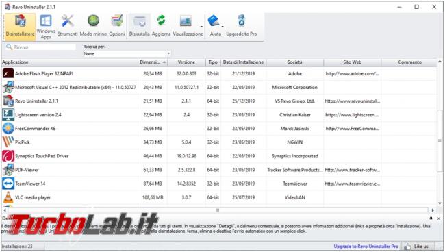 Revo Uninstaller disinstalla programmi maniera più completa