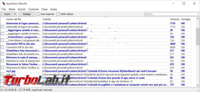 ricerca file duplicati disco fisso dupeGuru