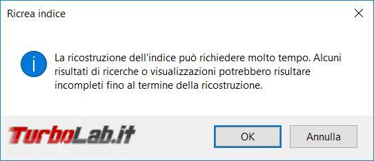 ricerca indicizzazione file Windows, come migliorarla, disabilitarla, seconda necessità