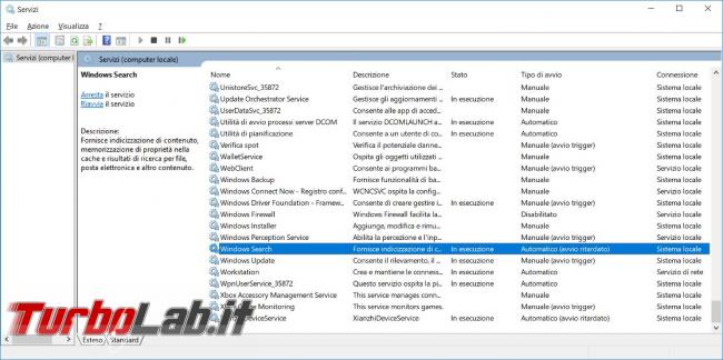 ricerca indicizzazione file Windows, come migliorarla, disabilitarla, seconda necessità