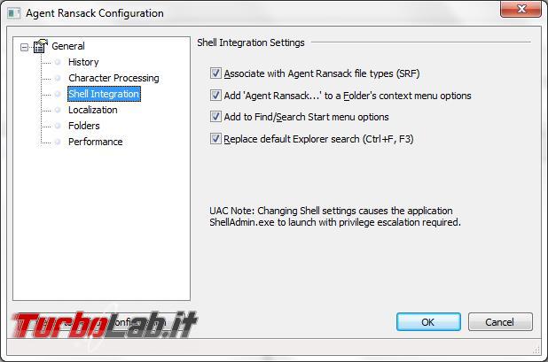 Ricercare file base testo contenuto Agent Ransack