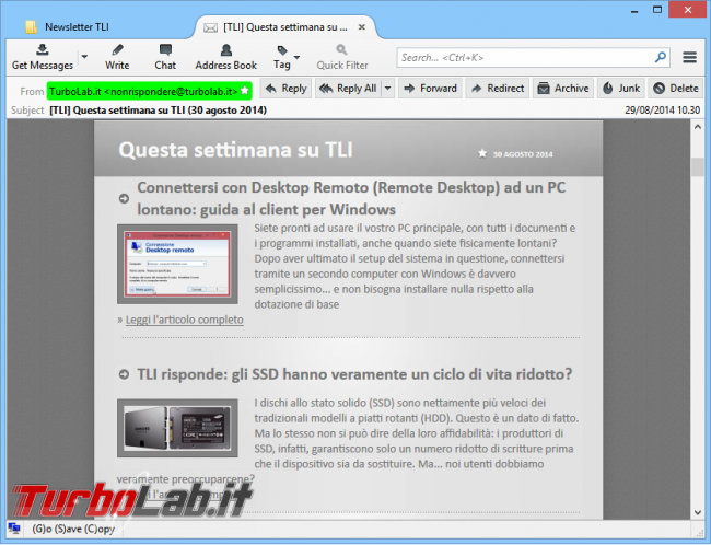 Ricevere &quot;TurboLab.it&quot; via email: Come dis/iscriversi newsletter - newsletter turbolab.it