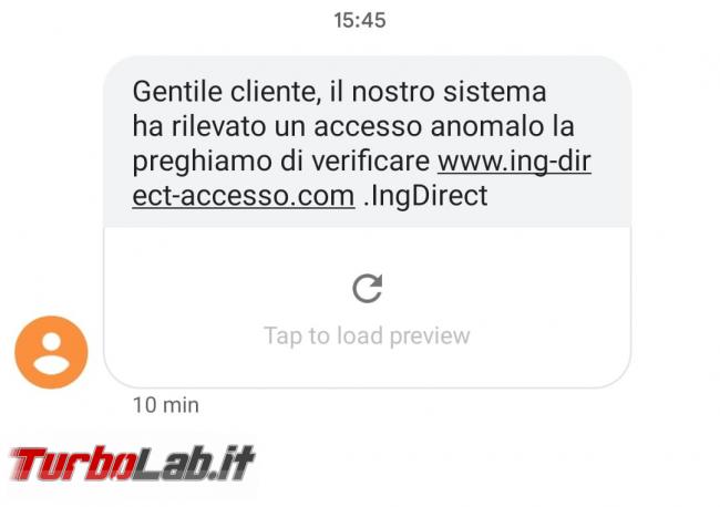 Rilevato accesso anomalo preghiamo verificare: SMS truffa ING Direct - WhatsApp Image 2021-06-19 at 15.56.27