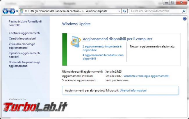 Rimuovere icona avviso dell’aggiornamento Windows 10