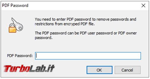 Rimuovere password d'apertura protezioni file PDF