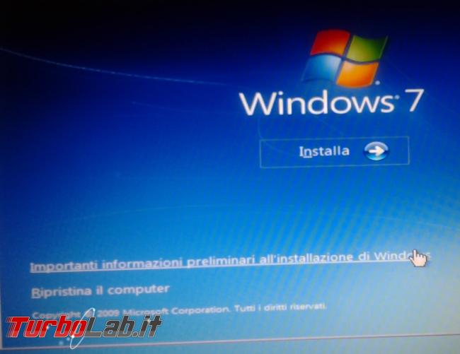 Riparare boot Windows 7 Dvd d'installazione