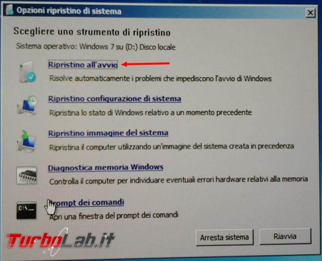 Riparare boot Windows 7 Dvd d'installazione